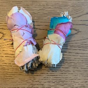 Sage Smudge Sticks wrapped in rose petals Set of 2